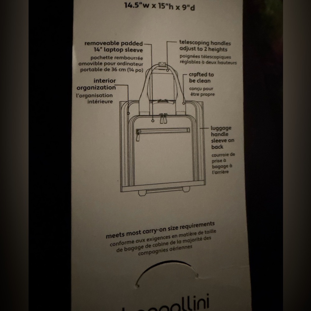 Baggallini 2Wheeled Under Seater Purple Wheeled Tote Bag-NWT - Picture 6 of 7